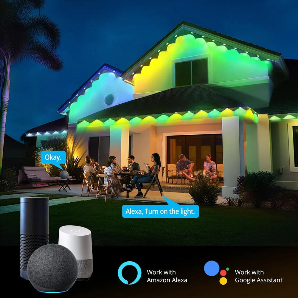 🎅🎄✨Festive Outdoor Glow: Smart RGBIC LEDs Eaves Lights for Year-Round Fun