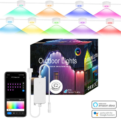 🎅🎄✨Festive Outdoor Glow: Smart RGBIC LEDs Eaves Lights for Year-Round Fun