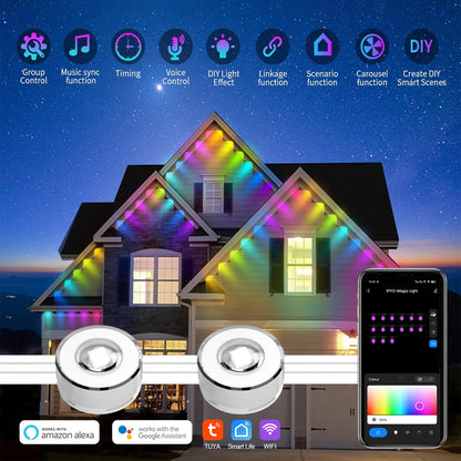 🎅🎄✨Festive Outdoor Glow: Smart RGBIC LEDs Eaves Lights for Year-Round Fun