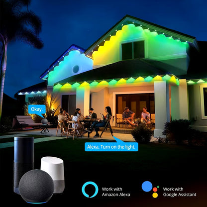 🎅🎄✨Festive Outdoor Glow: Smart RGBIC LEDs Eaves Lights for Year-Round Fun
