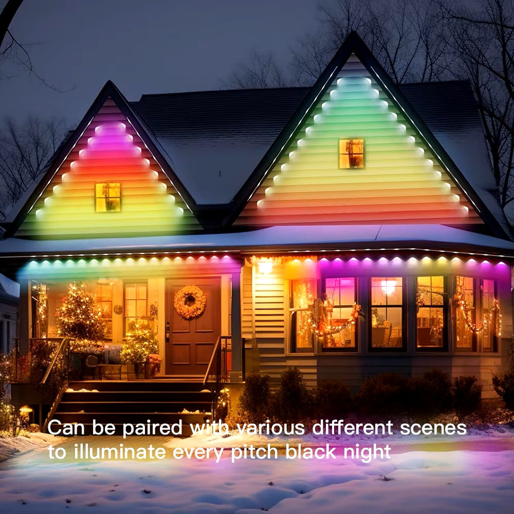 🎅🎄✨Festive Outdoor Glow: Smart RGBIC LEDs Eaves Lights for Year-Round Fun