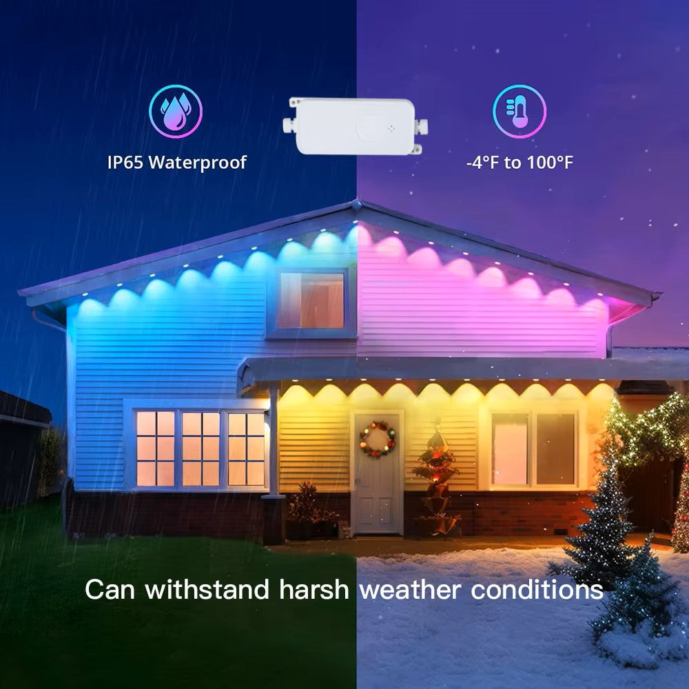 🎅🎄✨Festive Outdoor Glow: Smart RGBIC LEDs Eaves Lights for Year-Round Fun