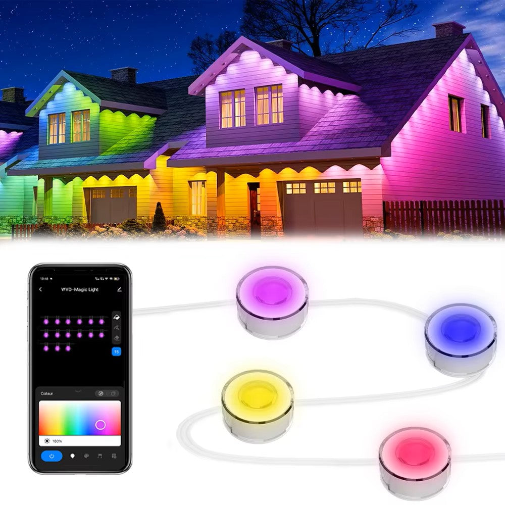 🎅🎄✨Festive Outdoor Glow: Smart RGBIC LEDs Eaves Lights for Year-Round Fun
